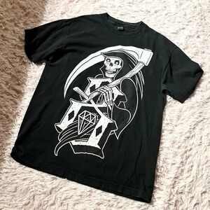 Grim Reaper Y2K Punk Grunge Biker Skater Edgy Tee Men's L Gothic Tattoo Artist